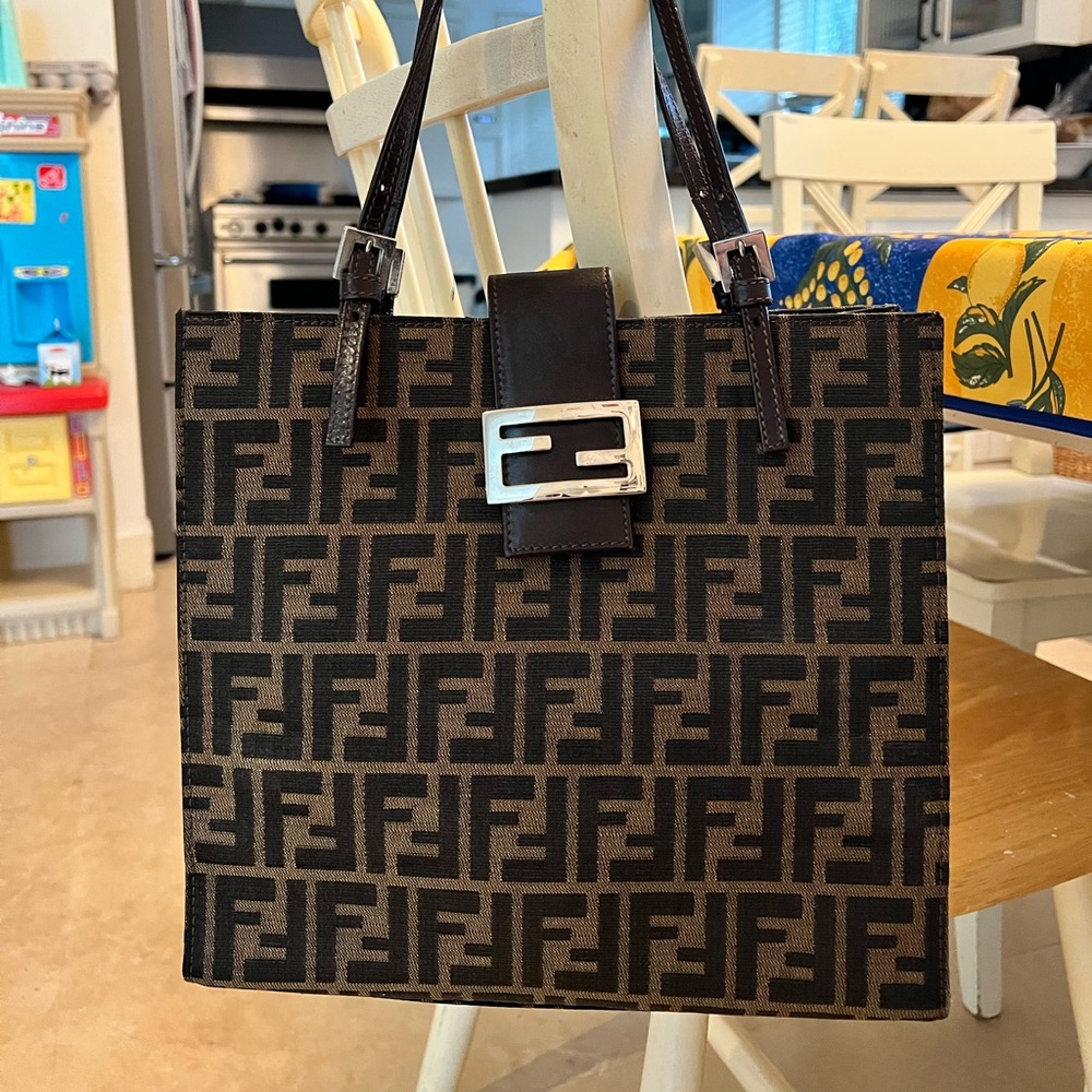 Fendi Zucca Tote with Double Leather Strap